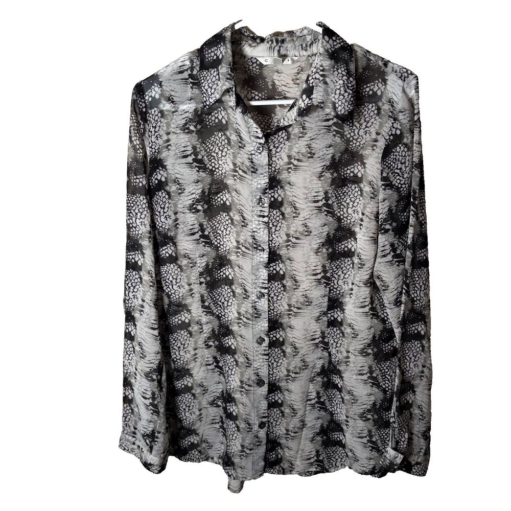 Cabi Shirt Women's Medium Button Up Snake Printed Long Sleeve Lightweight Top